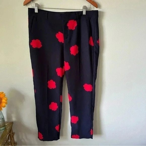 Banana Republic | Women Avery Navy Blue Red Floral Straight Ankle - Picture 9 of 9